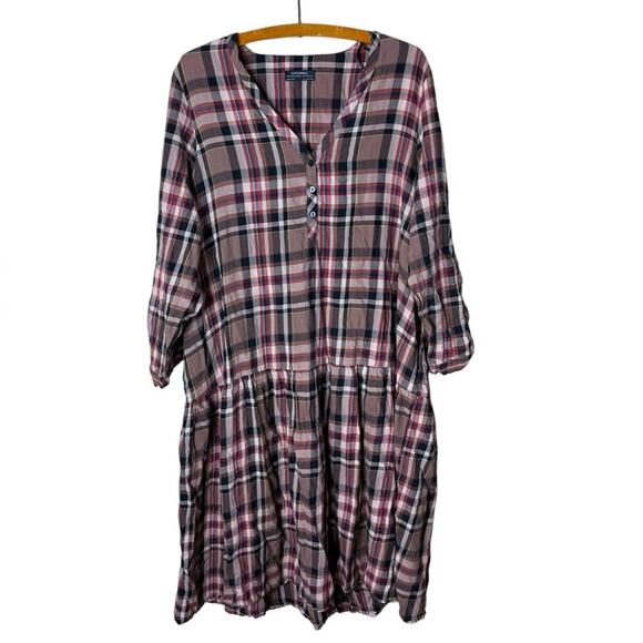 Zara Women’s Sz Large Plaid Dress Midi Length Long Sleeve Checked - Picture 2 of 10